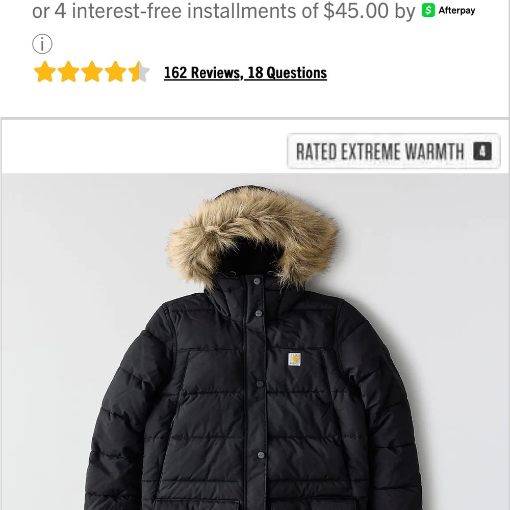 Women's Black Puffer Jacket with Faux Fur Hood